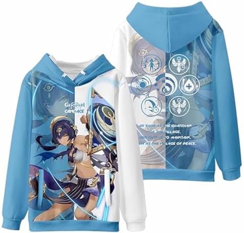 JIABAOCA Sweats À Capuche De Jeu pour Hommes Et Femmes Ge_nShin Im.Pact Sweat-Shirt À Manches Longues Imprimé Anime Sweat-Shirt De Personnage De Dessin Animé Bidimensionnel,XS,1