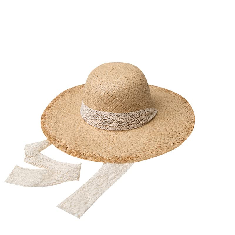 Cappello estivo da sole in stile etnico con tesa larga in paglia, casual.