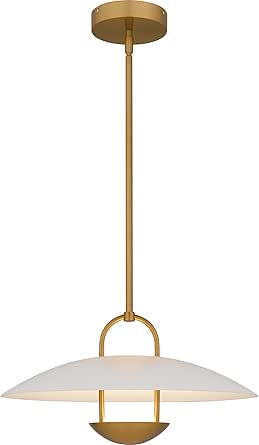 Quoizel Bingham Pendant Light, 18 Inch Brushed Gold Island Light, Integrated LED, 1580 Lumens, 14W, Max Hanging Height 49", Ceiling Light for Kitchen, Dining Room, Foyer, Office or Entryway