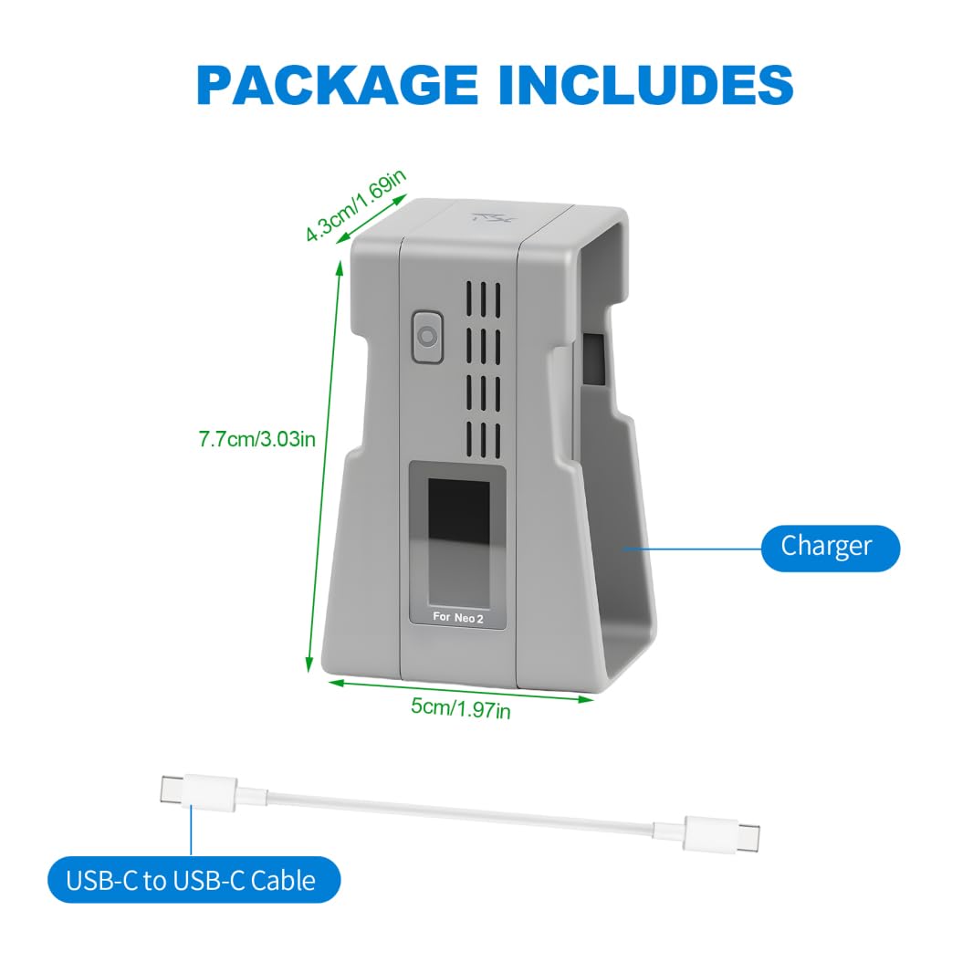 Portatile doppia batteria Caricatore dello schermo a colori per DJI Neo 2 Drone Hub di ricarica veloce per DJI Neo 2 batteria Maintainer con cavo di ricarica