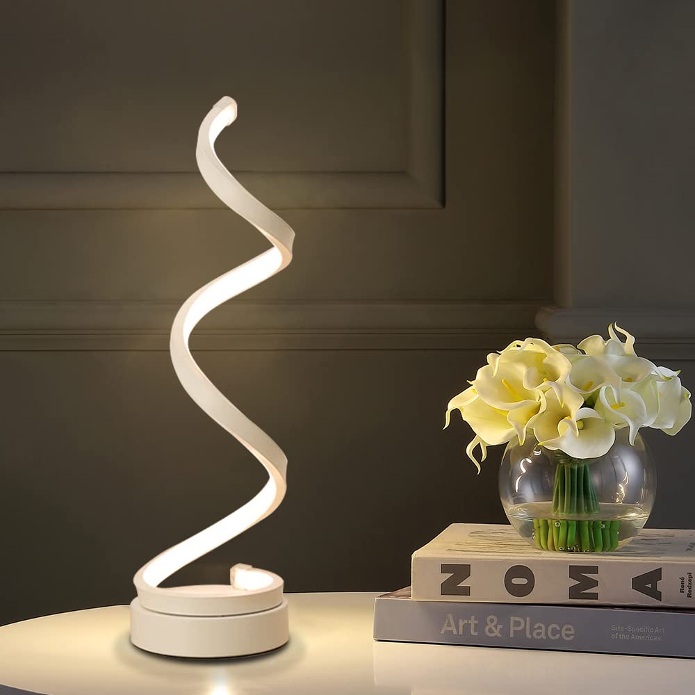 Abat Jour da Comodino in spirale LED,12W bianco caldo protezione occhi dimmerabile luminosità regolabile,LED Lampada da Tavolo/Lampada da Comodino/illuminazione decorativa per camera da letto