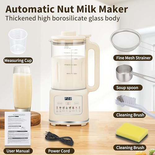 8 in 1 Nut Milk Maker Blender With 20 Bladers,40oz Soy, Almond, Oat, Coconut, Plant Based and Non Dairy Beverages, Automatic Soybean Machine With Delay Start/Keep Warm/Boil Water/Auto-clean. by ziknost - Image 3