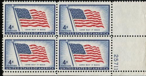LONG MAY IT WAVE ~ US FLAG ~ #1094 Plate Block of 4 x 4¢ US Postage Stamps