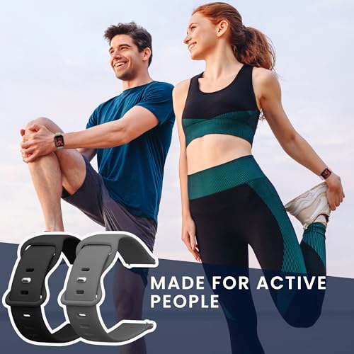 kwmobile 2X Sportarmband kompatibel mit 20mm Amazfit Active 2/2 Square/Active Edge/Bip 3 / GTS 3 4 Armband - Fitnesstracker Band Set aus TPU Silikon