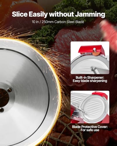Image of VEVOR Commercial Meat Slicer 340W Electric Deli Food Slicer 10 inch Blade