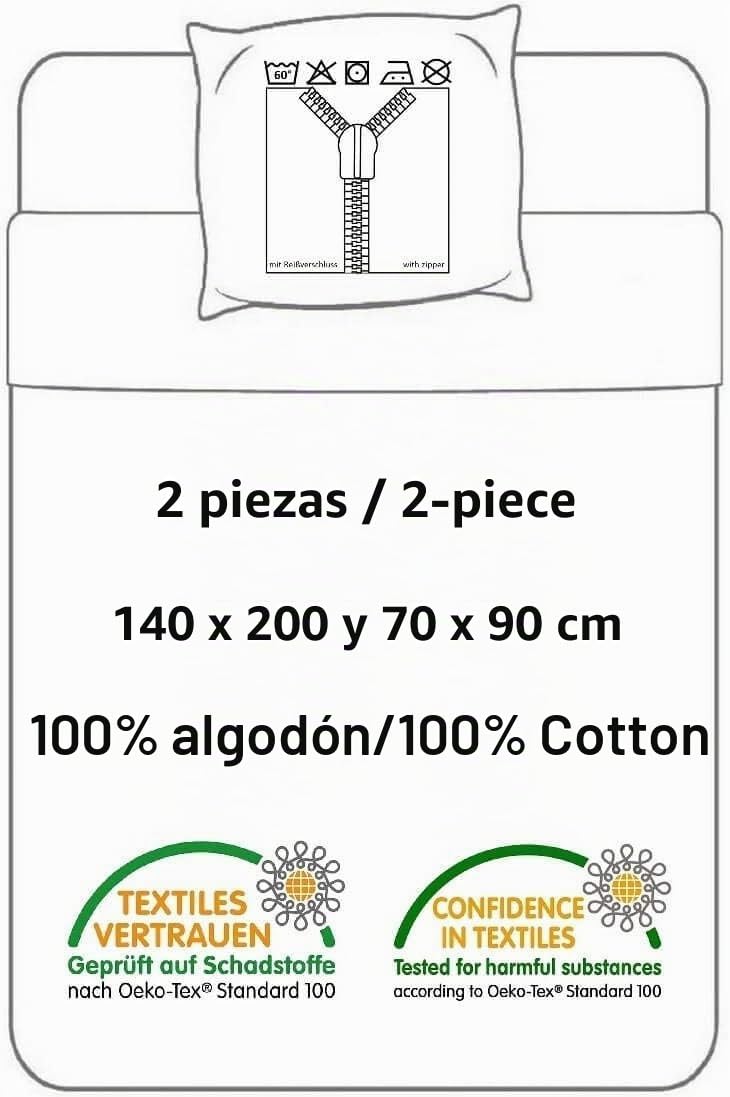 Bob Esponja Funda Nórdica Cama 90 140x200 + Funda Almohada Algodón Regalo | Ropa de cama reversible | Algodón natural transpirable Oeko-Tex | Nickelodeon | Niños | Regalo | Lavable a máquina