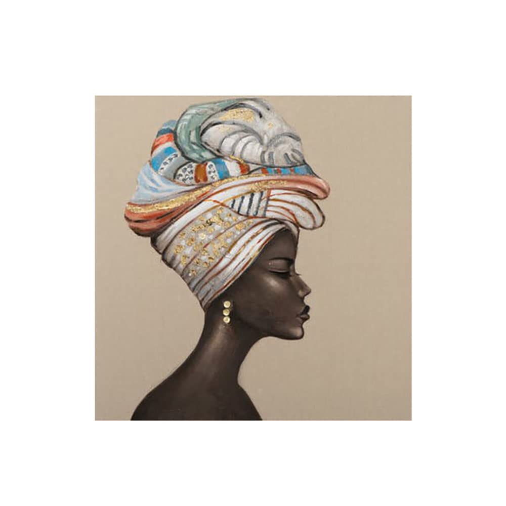 Peinture Femme Africaine Or Toile Abstraite Haute Définition Art-1 50x50 cm