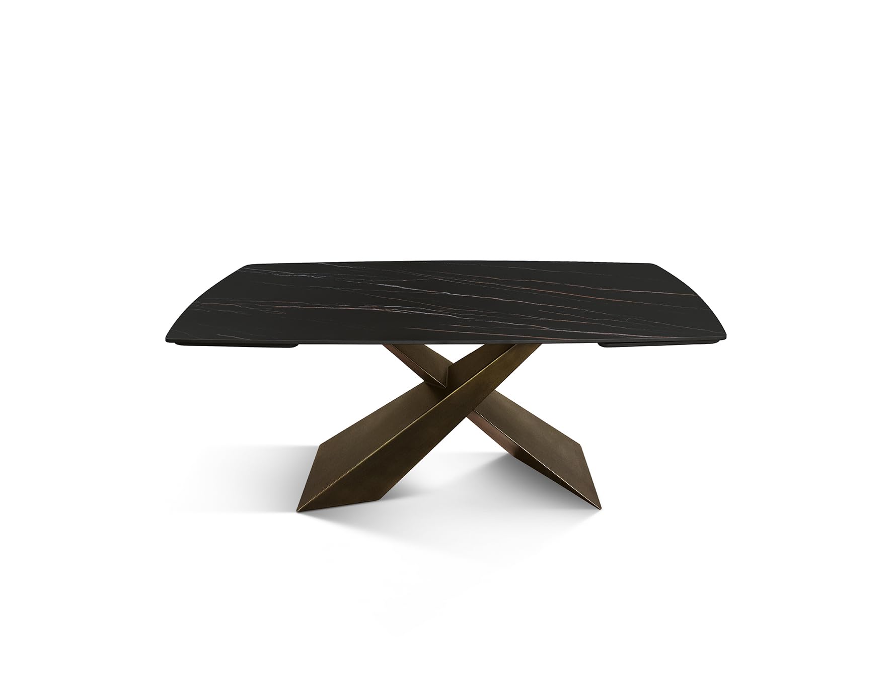 PAZZO DESIGN Tavolo Allungabile Daniele, Piano Ceramica Golden Nero, Finitura Opaca, Gambe In Metallo Bronzo, Cucina, Soggiorno, Ceramica, 160x90x76 Cm - id_2074