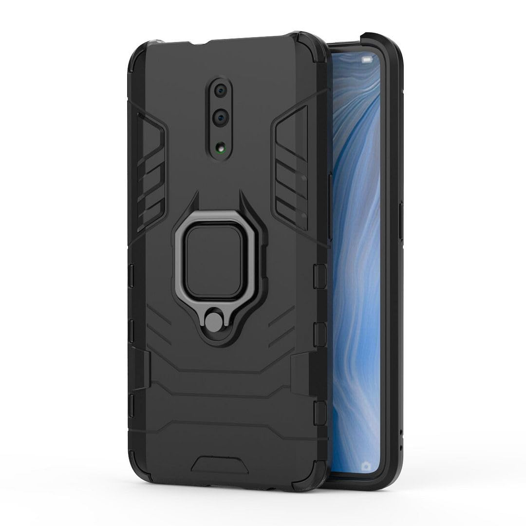 SATURCASE Case for Oppo Reno, Ring Kickstand Hybrid 2 In 1
