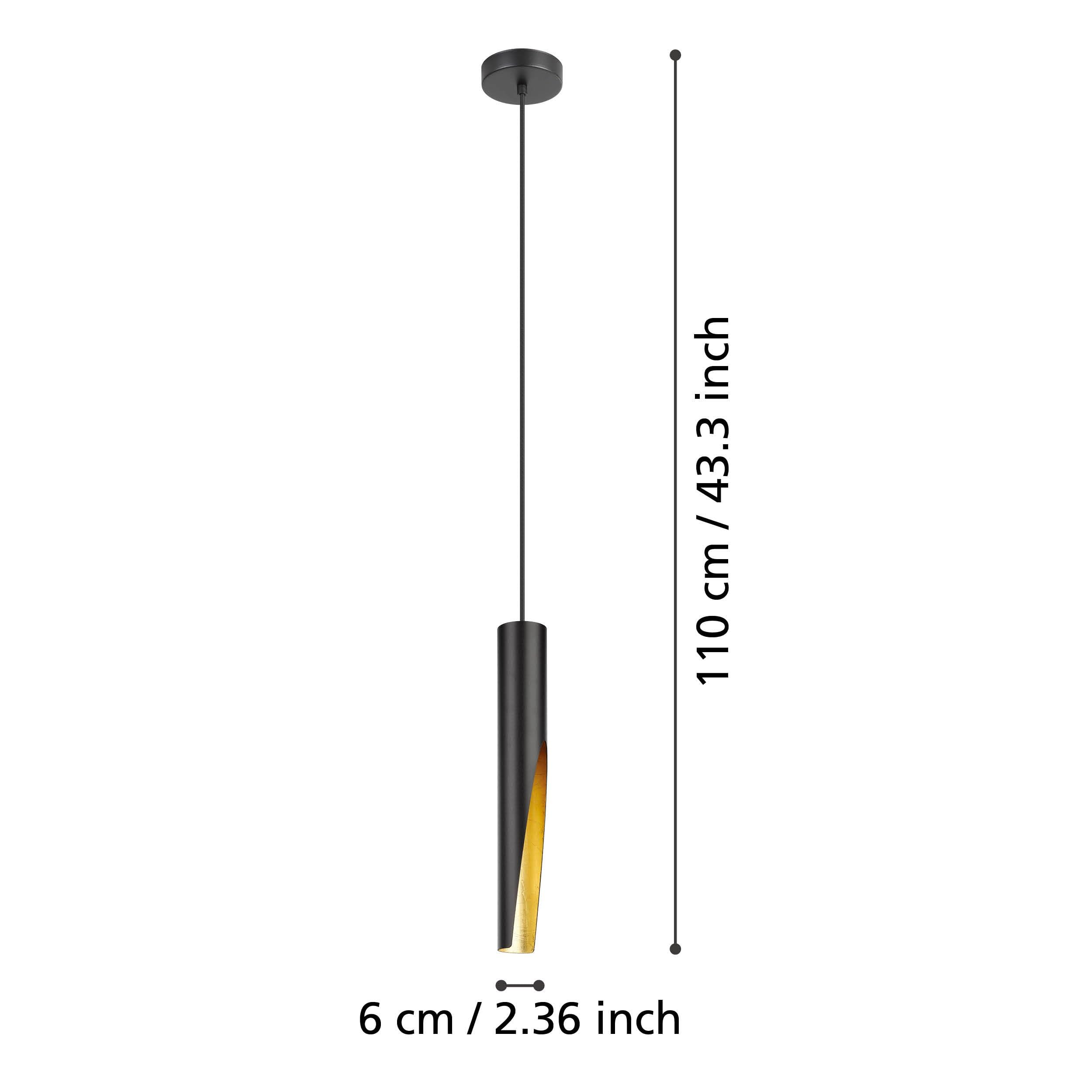 Eglo Suspension luminaire LED Barbotto, lampe de plafond suspendue pour | salon et salle à manger, éclairage indirect, métal noir et doré, avec ampoule GU10, blanc chaud