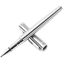 Ballpoint pen with Gift Box, Luxury Writing Pen with 2 Extra Black Ink Refills Executive Pens Line width 0.5mm Business Pen Fancy Pen set for Men &Women. Silver
