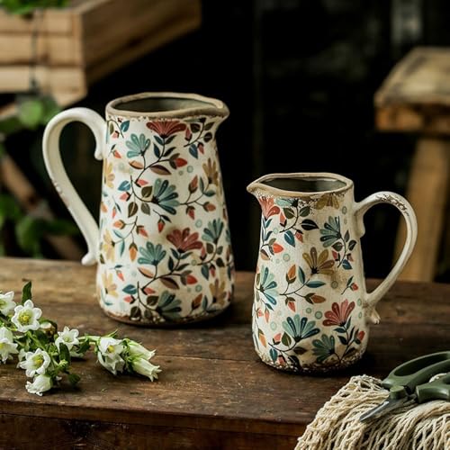 Vase pichet rustique grand format pour stabiliser vos grands bouquets de fleurs