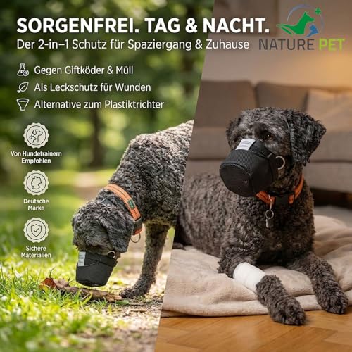 Nature Pet Giftköderschutz Hund/Leckschutz bei Wunden und OP/anstatt Plastik Kragen oder Halskrause/Schutznetz Lange Ausführung (L)