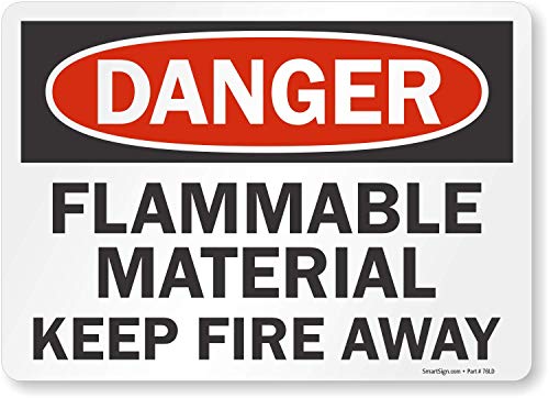 Matériau inflammable panneau signalisation Danger vinyle adhésif 25x35 cm