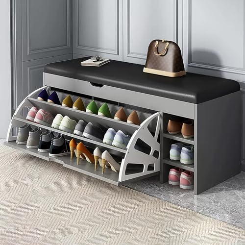 Meuble chaussures entrée avec portes et coffre de rangement