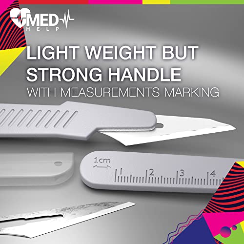 MedHelp Disposable Scalpel 11 Disposable Dermaplaning Blades with Plastic Handle, High Carbon Steel Dermablade Surgical Blades. Individually Wrapped 11 Blade, Sterile ● Box of 10 - Thumbnail 3