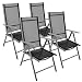 Produktbild Nexos 4-er Set Stuhl, Klappstuhl, Gartenstuhl, Hochlehner für Terrasse, Balkon, Camping Festival, aus Aluminium verstellbar leicht, stabil, schwarz