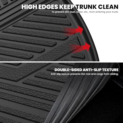 Image of LASFIT Trunk Mat with Backrest Mat for Chevrolet Chevy Traverse 2009-2017 | Buick Enclave 2008-2017, All Weather TPE Custom Fit Cargo Mat Trunk Liner with Backrest Mat, Black