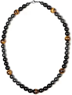 RUYEEE DESIGN Healing Crystal Triple Protection Necklace for Men Women Black Obsidian Tiger Eye Hematite Beads Necklace (Yellow Tiger Eye 20In), Yellow Tiger Eye 20In, Stone, No Gemstone