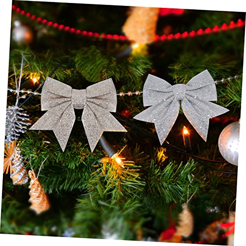 40 Lazos de Navidad con Brillo Adornos Colgantes de Algodón Perlado para Árbol 6