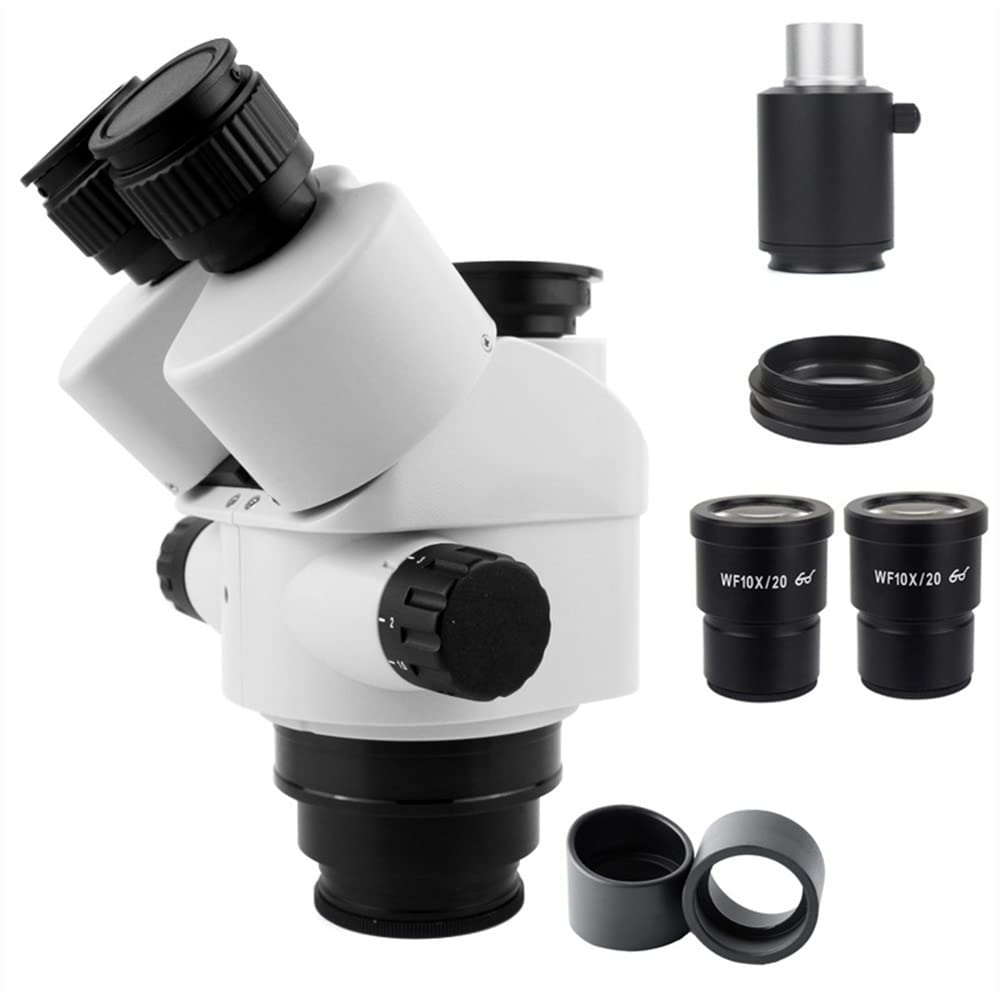 Microscopes Equipment Microscope Head 7X-45X 3.5X-90X Simul-Focal Trinocular Microscope Zoom Stereo Microscope Head 0.5x 2.0x Auxiliary Objective Lens C-mount Camera(Wiht 1x 100mm-01)