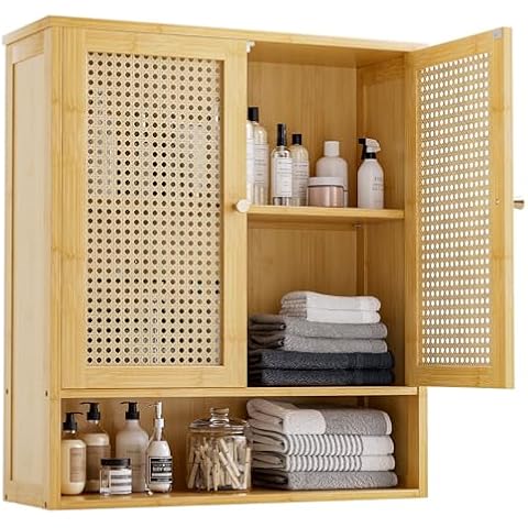 vovala Bamboo Over-The-Toilet Storage Cabinet Cover