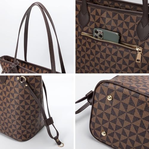 Bolso Tote de Cuero para Mujer con Billetera y Estampado Triangular miniatura 4