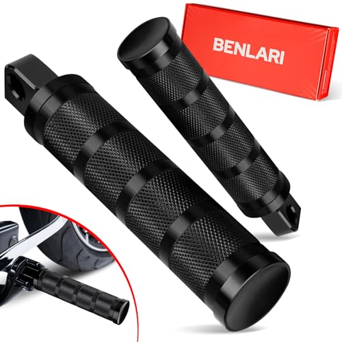 Benlari Motorcycle Foot Pegs CNC Aluminum Mounting Footpegs Footpegs Footrest Passenger Pedals 10MM Compatible for Harley Sportster Dyna Road King Black