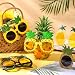 Kanayu 24 Pairs Pineapple Sunglasses Luau Party Sunglasses Tropical Hawaiian Fruit Shape Eyewear Novelty Booth Props Pineapple Party Favors for Summer Pool Beach Luau Theme Party Accessories
