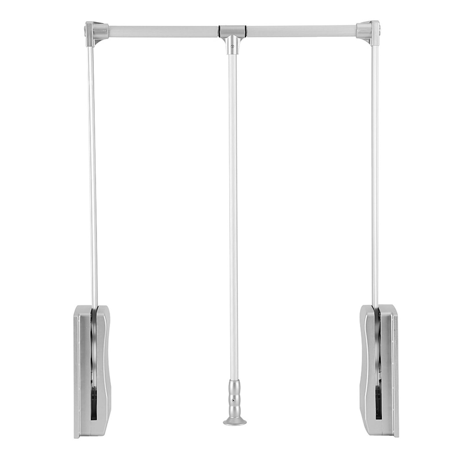 ATEUXOL Adjustable Pull Down Wardrobe Rail Lift/Pull Down Adjustable Width Wardrobe Clothes Hanging Rail Soft Return Space Saving(830-1150mm)