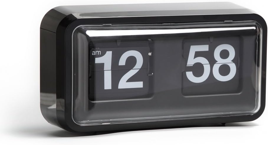 Auto Flip Clock, Wall Hang/Desktop Clock, Anti-Dust Cover, 10.5 x 6 x 3.2 inches, Decorative Flipping Down Clock for Office, Home, Bar, Desk & Shelf (Black, Plastic)