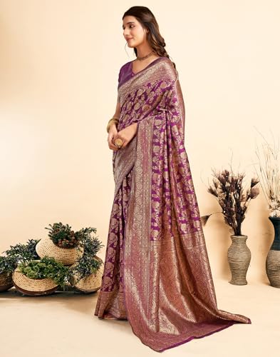 Image of SIRIL Women's Banarasi Silk Saree Pure Silk Saree With Unstitched Blouse Piece