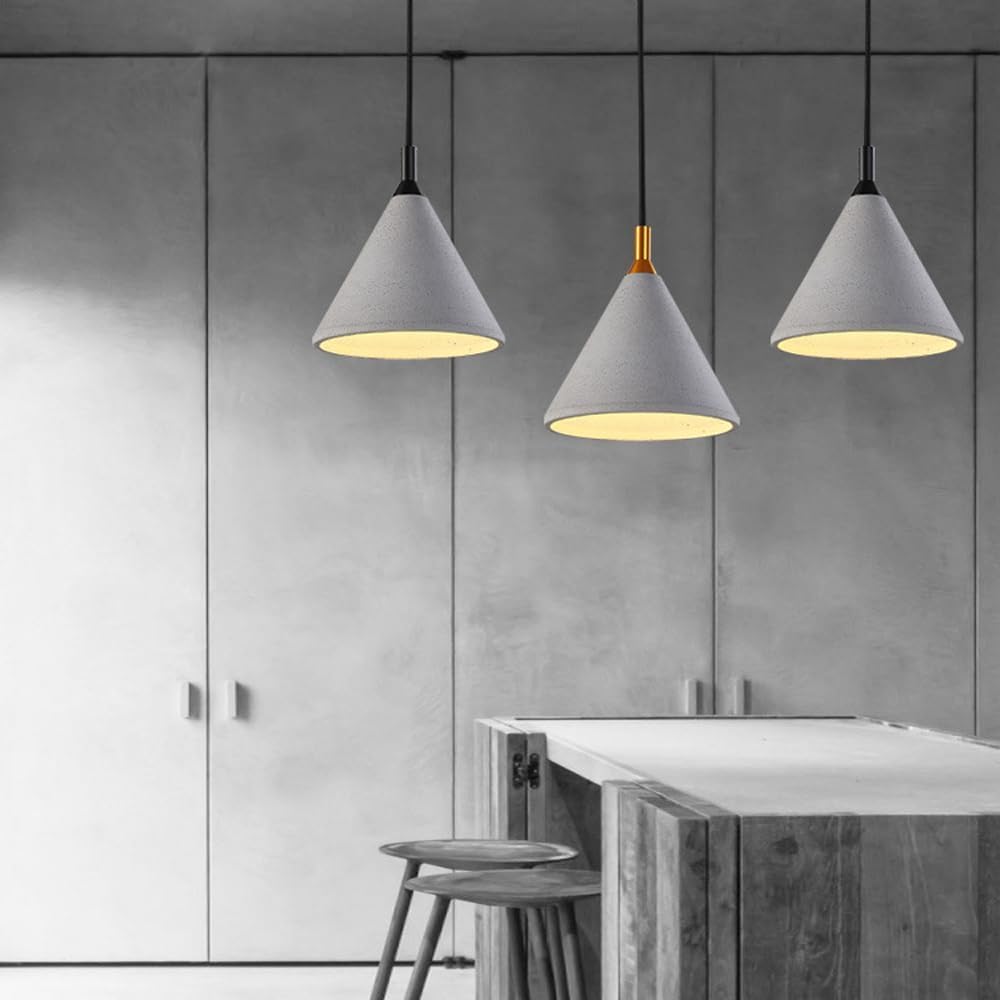 Lampada a Sospensione Industriale nordica in Cemento, Lampada da soffitto Regolabile a Testa Singola, Attacco E26, Illuminazione per Isola Cucina in Pietra, lampadario Vintage per