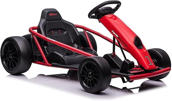 24V Go Kart for Kids 8-15 Years,300W*2 Motors,9Ah Battery 8.1MPH Fast Speed | High Speed Drifting Circling Car with Extra Powerful Motors, Music, Horn, Max Load 155lbs Outdoor Ride On Toy for Teens, Red