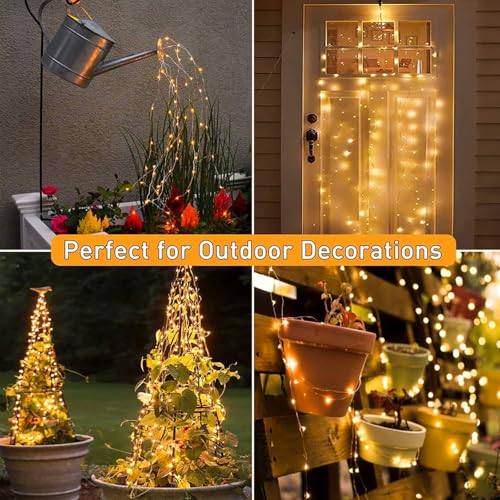 yowin Wasserfall Lichterkette 2M 400 LED Lichterschweif mit Strom, Timer, 8 Modi Lichterstrang Wasserdicht Lichterbündel für Baum Gießkanne Garten Pflanzen Balkon Innen Außen Deko - Warmweiß