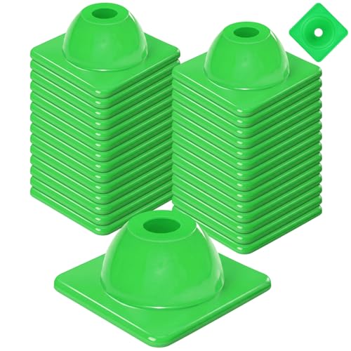 Teyva Daily 15 Pcs 2" Soccer Training Cones Heavy Duty Mini Cones for Sports Training Flexible PVC Cone for Agility Drills High Visibility Sports Field Markers Intense Athletic Sessions (Round,Green)