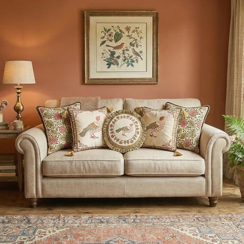 bilin gaier Round Throw Pillow Covers Pack of 2,Cozy Velvet Farmhouse with Bird and Floral Pattern Pillowcases,Decor Pillows Cushion Covers for Couch Sofa Bed Car Chair,Diameter 16" by bilin gaier - Used condition - Image 4