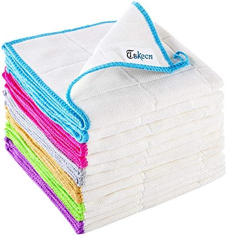 12 Pcs Kitchen Dish Cloths Set, Premiunm Bamboo Fiber Dishcloth Towels. Reusable and Absorbent Dish Cloths & Dish Towels，Suitable for Kitchen Bathroom and Cleaning Counters，(12” x 12”)