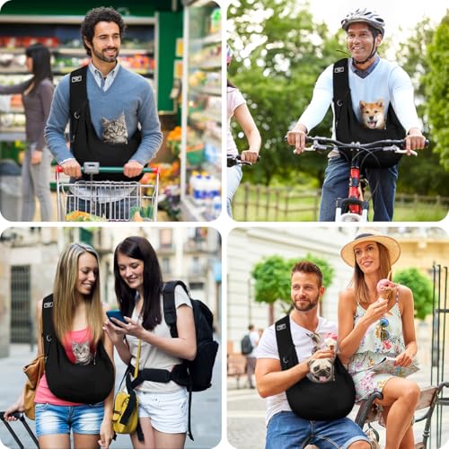AUYAO Sac de Transport pour Chien Chat, Sac à Réglable BandoulièRe pour Petit Moyen Chiens/Chats, Sac à Bandoulière Mains Libres pour Animaux Jusqu’à 5kg pour l'extérieur, Marcher, Voyages(Noir) – vue 6