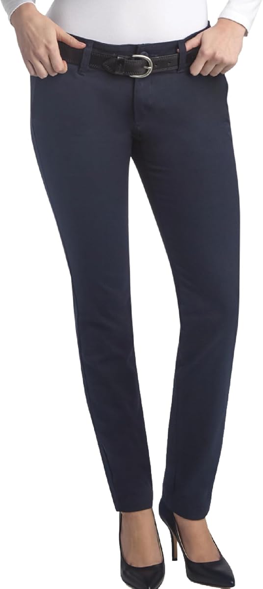 Dickies Pantalón ajustado de sarga de talle medio para mujer, talla pequeña | Recto a través de la cadera y el muslo con la pierna recta. Se adapta cerca del cuerpo: tamaño más grande para mayor comodidad.