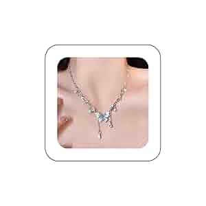 Amazon.com: Xduargs Boho CZ Butterfly Choker Necklace Silver