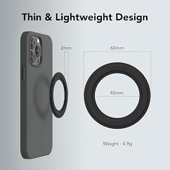 SleekStrip Mag Ring MagSafe Magnetic Ring Adapter for iPhone Android Kindle Strong Adhesive MagSafe Sticker for Phone Case Back of Phone Magnetic Converter Kit Accessory