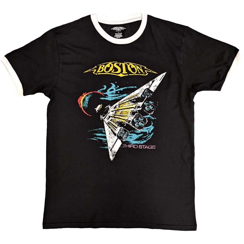 Rock Off Officially Licensed Products Men's Black Boston Us Tour '87 Ringer T Shirt L