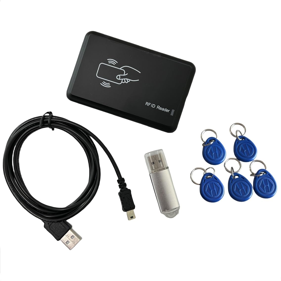 XCRFID125khz ID Card Reader Writer RFID Copier Duplicater for Access Control+5 PCS EM4305/T5557 Tags+ Copier Tool