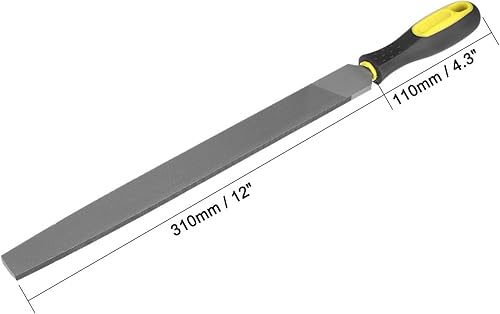 Miniatura 2 de uxcell Lima plana de acero endurecido de alto carbono de segundo corte con mango de agarre de mano de goma, 12 pulgadas