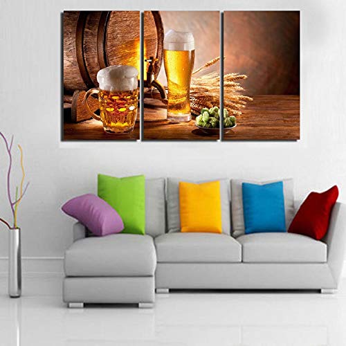 Décoration murale 3 pièces verre à vin de bière pour habiller un salon