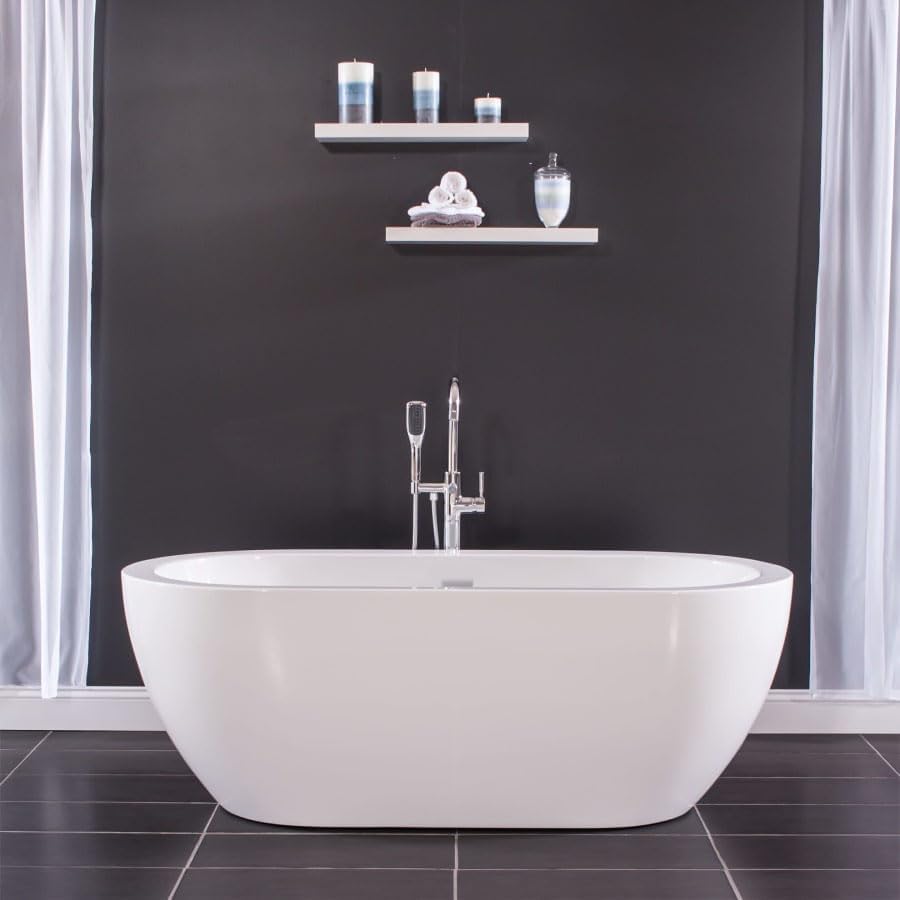 White Acrylic 59" Free Standing Soaking Tub