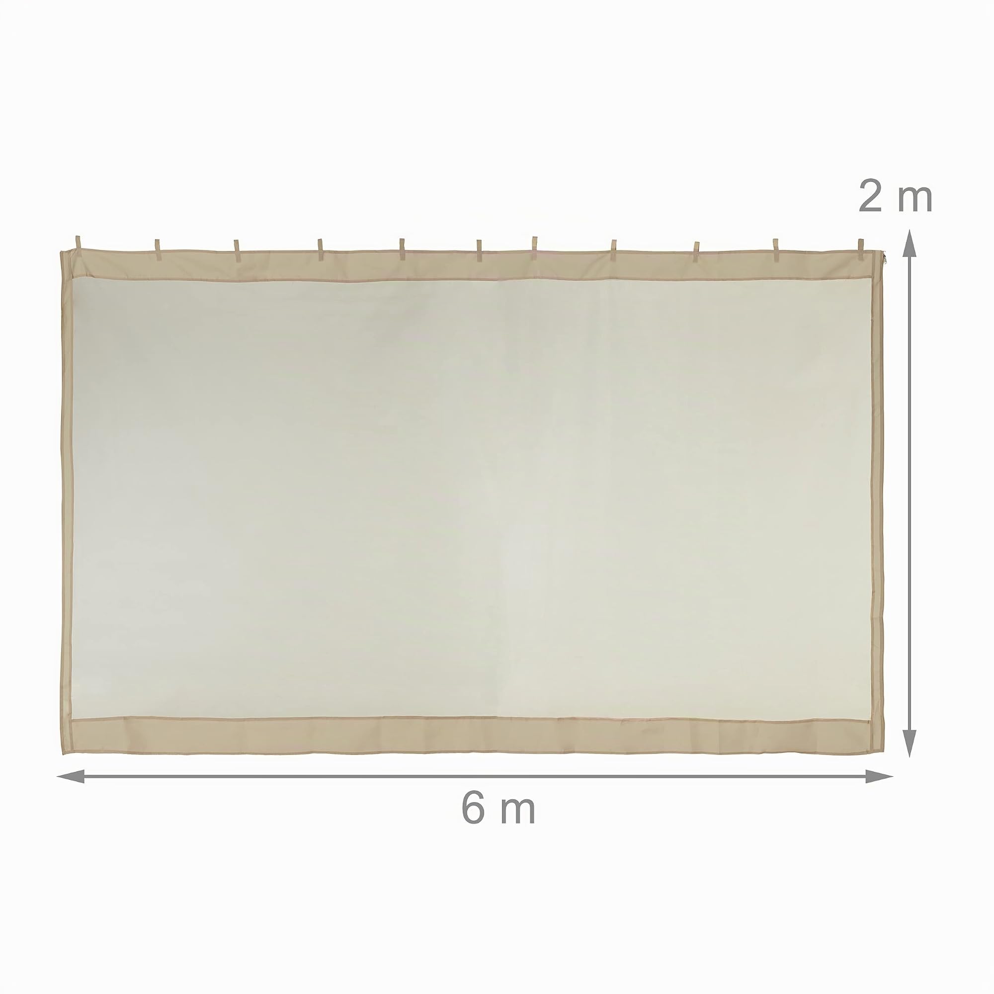 Relaxdays Moskitonetz für 3 x 3 m Pavillon, 2 Seitenteile, mit Reißverschluss & Klettband, 12 m XL Mückennetz, beige