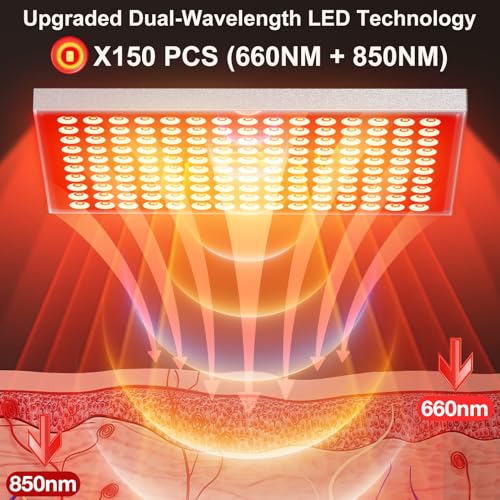 Image of Red Light Therapy for Body: Infrared Light Therapy Panel Lamp with Stand, 660nm Deep Red and 850nm Near Infrared LED Device at Home for Face and Body