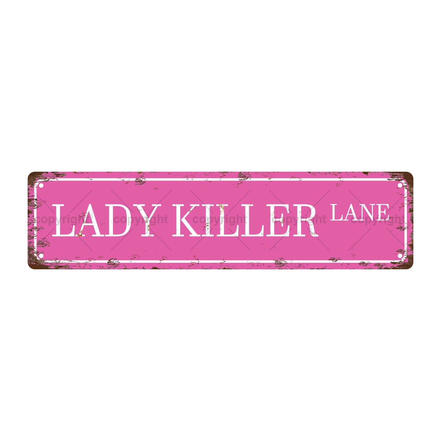 Lady Killer Lane Sexual Metal Tin Street Sign Bar Cafe Garage Cave Home Room Wall Bathroom Farmhouse Garden Porch Patio Decor,4x16 Inch